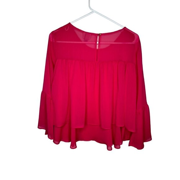 A New Day Sheer Ruffle Blouse Pink Small - Picture 4 of 4